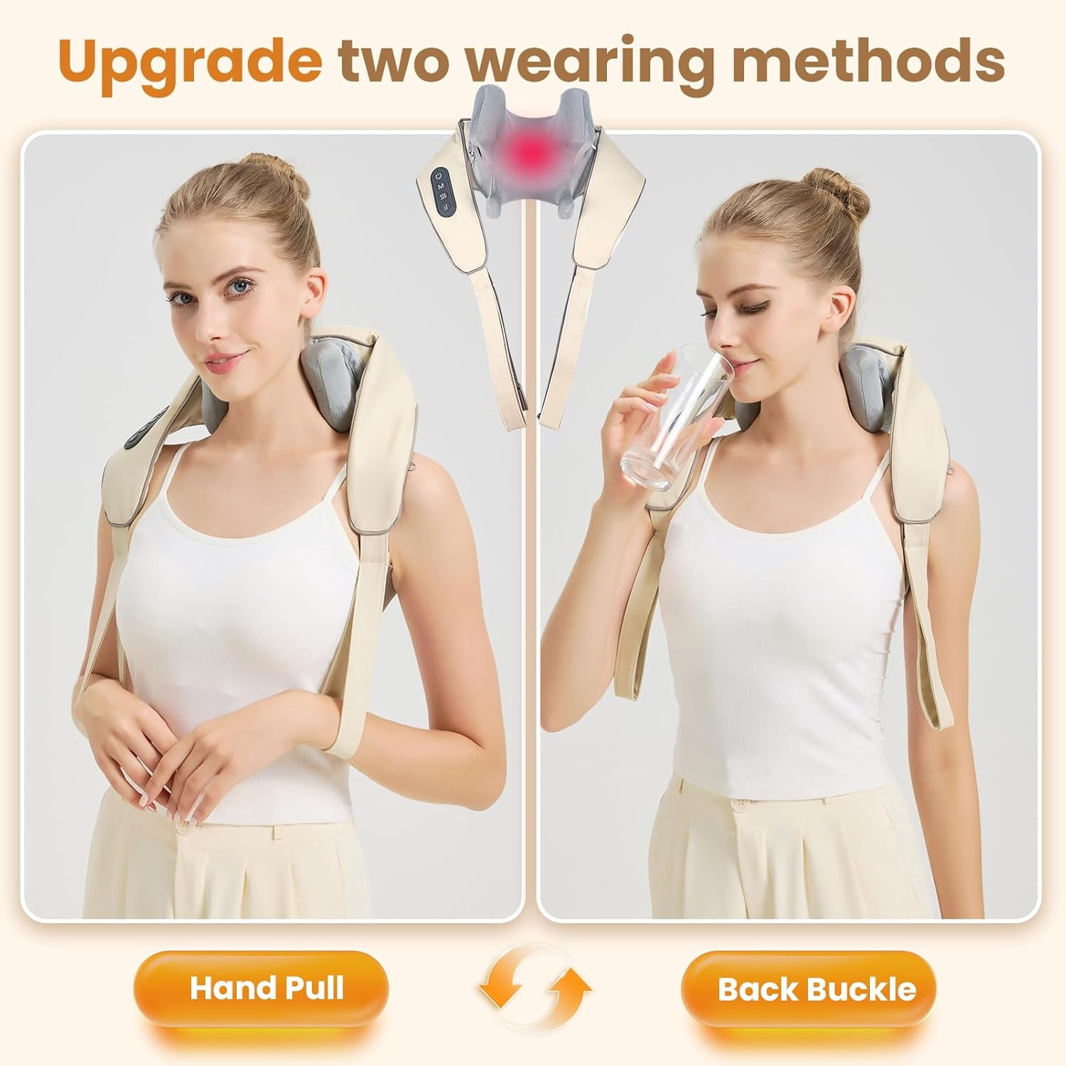 Noxa Neck and Shoulder Massager,4D Neck Massager for Pain Relief Deep Tissue, Kneading Shiatsu Neck and Shoulder Massager with Heat, Mothers Day Gifts for Women Fathers Day Men