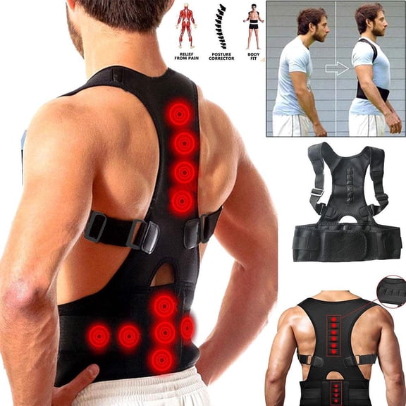 Adjustable Magnetic Back Support Posture Corrector Belt Pain Relief Shoulder Lumbar Brace Strap