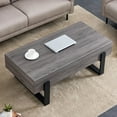 thumbnail image 3 of TesNus Rectangle Rustic Coffee Table, Modern Farmhouse Wood Simple Coffee Table with Metal Legs, Center Table for Living Room,Gray, 3 of 18