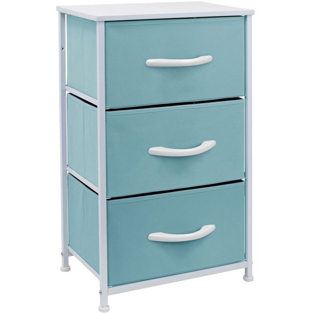 Sorbus 3 Drawer Nightstand Chest End-Table Dresser - Aqua