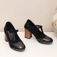 thumbnail image 3 of SACFOF Women's T-Strap Mary Jane Pumps Round Closed Toe Comfortable Low Chunky Block Heel Wedding Dress Evening Party Shoes, 3 of 6