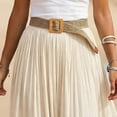 thumbnail image 5 of Vynhevius Womens Solid Belted Skirt Elastic Waist Flowy Casual Maxi, 5 of 5