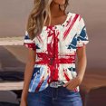 thumbnail image 1 of Fiudx Ofertas Relámpago Blusa de Manga Corta a La Moda para Mujer, Camiseta Estampada, Top Informal, 1 of 5