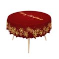 thumbnail image 4 of Duangreer Retro Christmas 60''Round Tablecloth, Golden Snowflake Print Washable Picnic Table Cover for Camping, Dining, Indoor and Outdoor, 4 of 6