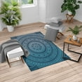 thumbnail image 1 of Mandala Turkish Area Rug, Abstract Floral Design with Themes Native South East Folkloric Illustration, Soft Carpet for Living Room Decor with Distressed Look, 4' X 5.7', Night Blue, by Ambesonne, 1 of 4