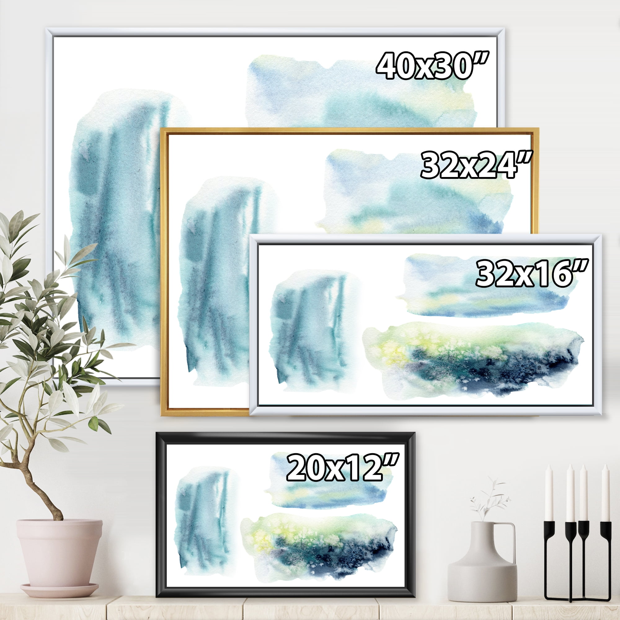 Designart 'Abstract Clouds Underwater' Modern Framed Canvas Wall Art Print