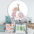 thumbnail image 2 of Designart 'Bouquet of Flowers and Perfume Bottle I' Traditional Circle Metal Wall Art 36x36 - Disc of 36, 2 of 5