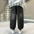 thumbnail image 4 of Spazoro Boys Jeans, Wide Leg Elastic Waist Fashion with Pockets Baggy Denim Pants Black Size 5-15, 4 of 7