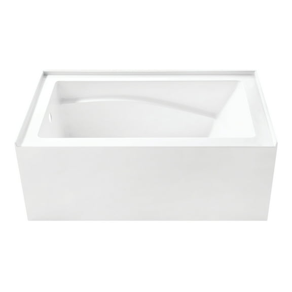 Aqua Eden VTAM5432L22D 54-Inch Acrylic Rectangular 3-Wall Alcove Tub, Left Hand Drain and Anti-Skid Surface in Glossy White