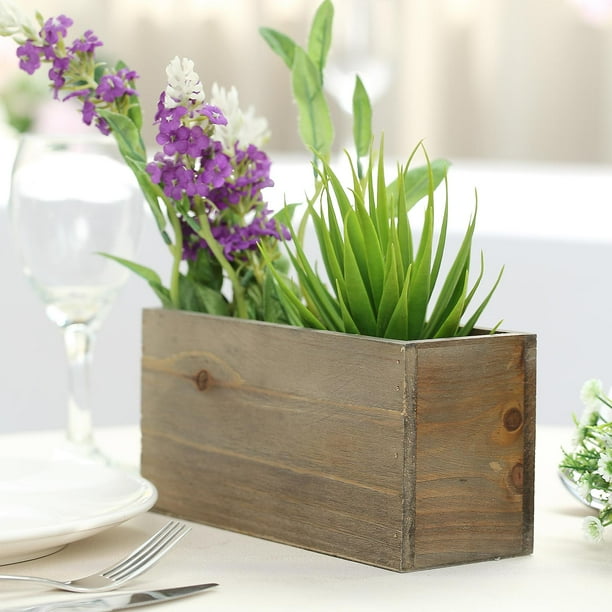 Efavormart 2 Pack Wood Boxes DIY Rustic Wooden Planter
