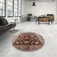 thumbnail image 4 of Ahgly Company Machine Washable Indoor Round Industrial Modern Dark Salmon Pink Area Rugs, 6' Round, 4 of 7