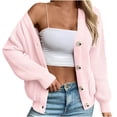 thumbnail image 2 of YUTK Vestes pour Femmes avec Capuchon, Chandail Décontracté à Col Rond à Manches Longues pour Femmes, Tricoté à Rayures, Blouse Ample, Hauts (Rose, M), 2 of 8