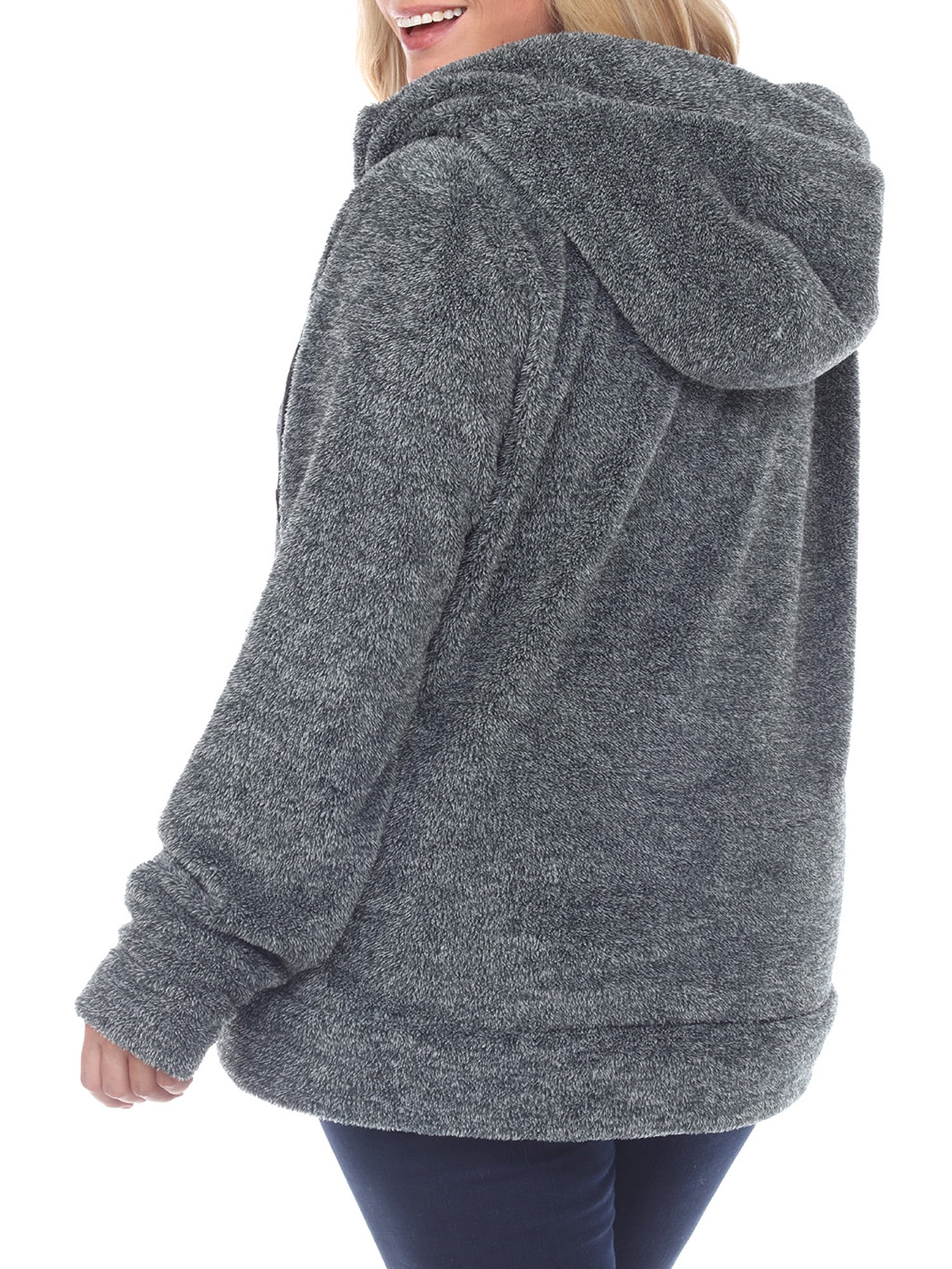 White Mark Women's Plus Size Hooded Sherpa Jacket