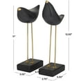 thumbnail image 3 of DecMode Wood Traditional Wooden Bird with Golden Legs and Beaks Sculptures 3"W x 13"H, with Shiny Black Finish and a Rectangular Shaped Base, 3 of 8