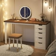 thumbnail image 4 of Tribesigns Coiffeuse de 47 Pouces avec 5 Tiroirs, Table de Maquillage Brun Rustique avec Rangement, Bureau d'Ordinateur Moderne pour Femmes et Filles, Plateau en MDF, 4 of 5