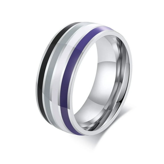 Pride Shack - Asexual Pride Flag Stripes - Stainless Steel Enamel Ring LGBTQ