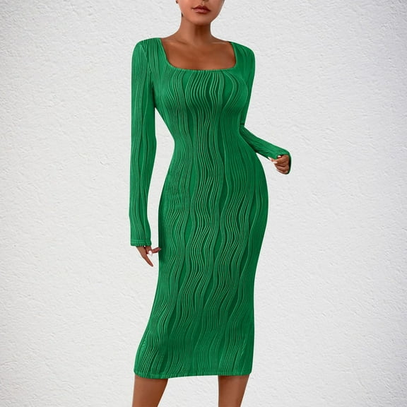 Women Jacquard Knit Dresses Casual Long Sleeve Fall Winter Sweater Dress Soft Stretch Bodycon Midi Dress Dressed for Summer Womens Fall Dresses Casual Juniors Casual Dresses Long Casual Dress for