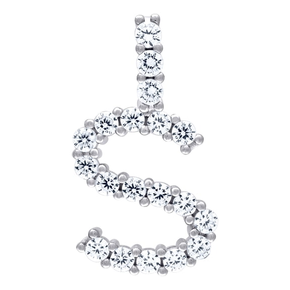 925 Sterling Silver Unisex Cubic Zirconia Letter Name Personalized Monogram Initial Alphabet S Charm Pendant Necklace Pe