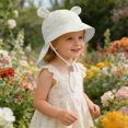 thumbnail image 2 of Oiyii Infant Girls Adjustable Bucket Hats Bear‑Ear Trim Camping Sun Hats, White, 2 of 4