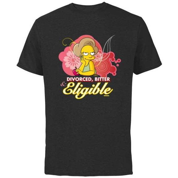 The Simpsons Edna Krabappel Divorced Bitter Eligible Retro - Short Sleeve Cotton T-Shirt for Adults - Customized-Black