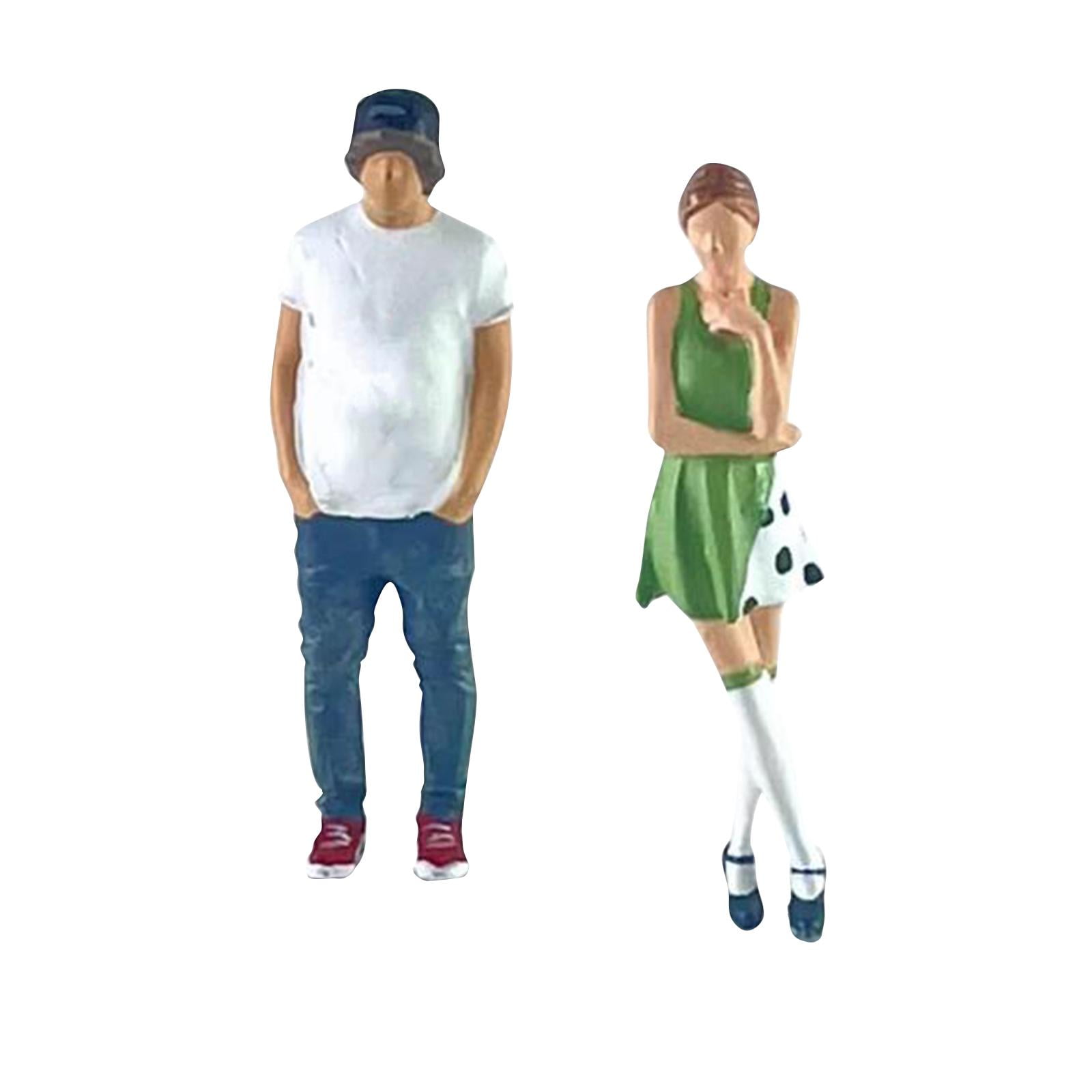 Rushawy 1/64 Woman and Man Figures S Gauge Mini People Fairy Garden Resin Decoration