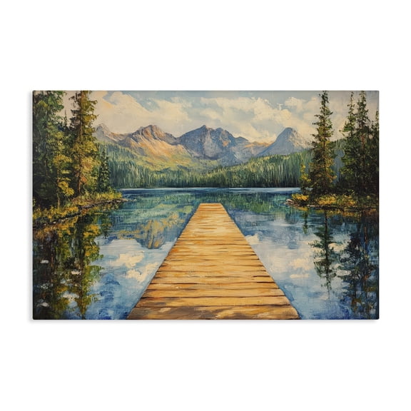 Stupell Industries Traditional Dock in The Mountains Canvas Art, 24 x 16, by Petals Prints Design