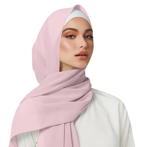 Women Solid Chiffon Hijab, Long Flowy Modest Head Wrap Scarf