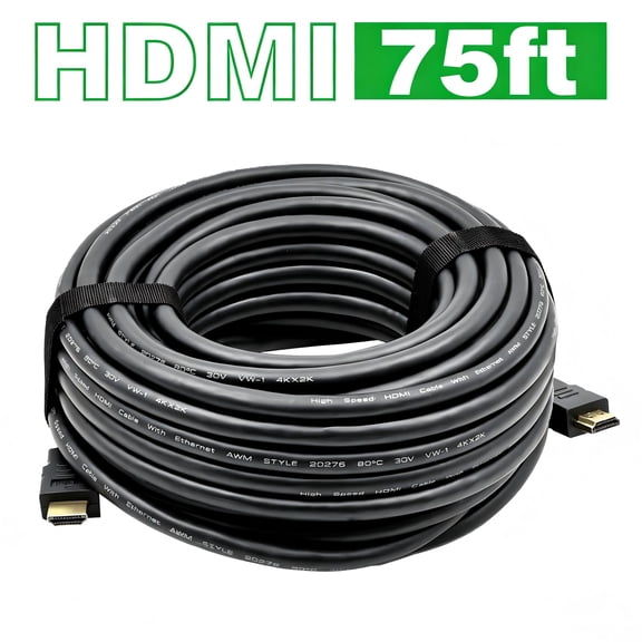 CENTROPOWER 75ft HDMI Cable 4K High Speed,with Built-in Signal Booster,2.0 & 4K 60Hz 3D ARC Black Ethernet HDMI Cord | for UHD TV Monitor Laptop/Xbox/PS3