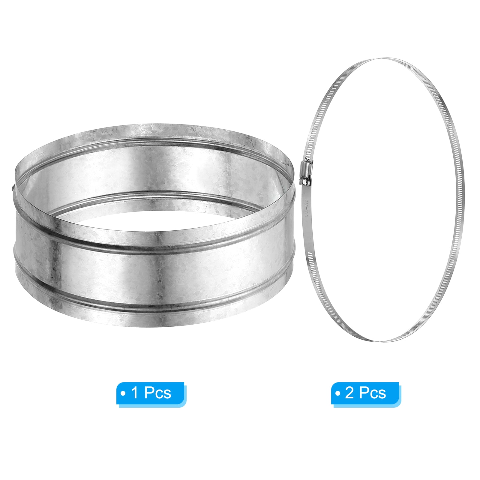 Uxcell 10.6" Duct Connector, 1 Set Galvanized Iron Duct Coupling Vent Coupler Dryer Pipe Coupling Hose Extension Connector with Duct Clamps for HVAC Exhaust Fan Vent Systems, 4" Long