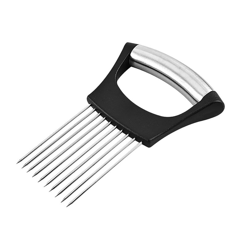 Stainless Steel Onion Holder for Slicing,Onion Cutter for Slicing and  Storage of Onions,Avocados,Eggs and Other Vegetables Black