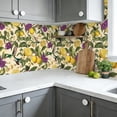 thumbnail image 6 of Boho Peel and Stick Wallpaper Vintage Lemon Floral Purple Flowers Yellow Wall Mural 23.6in x 9.8ft Self Adhesive Removable Wall Paper Renter Friendly Wallpaper for Bedroom Kitchen Farm, 6 of 8