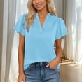 thumbnail image 2 of ZHYou Summer Tops for Women V Neck Cap Sleeve Business Casual Stretch Loose Fit Pullover T Shirts,Light Blue,Size S, 2 of 7