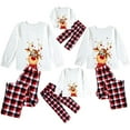 thumbnail image 5 of GRNSHTS Matching Family Pajamas Sets Christmas Matching Holiday Pjs Letter Print Top and Plaid Pants Sleepwear (White-4/5T), 5 of 8