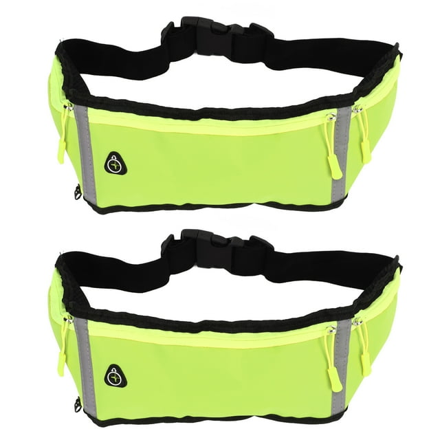 Riñonera ultradelgada impermeable, 2 piezas para correr, hacer senderismo, viajar, hacer ejercicio en el gimnasio y practicar deportes al aire libre, color verde
