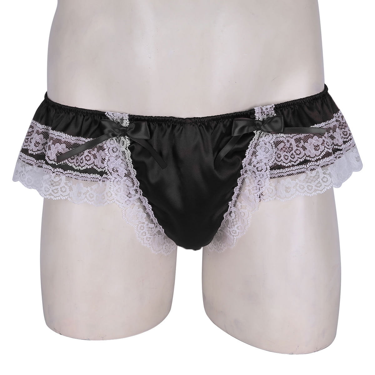  MSemis Mens Sissy Satin Silk Ruffled Frilly Panties