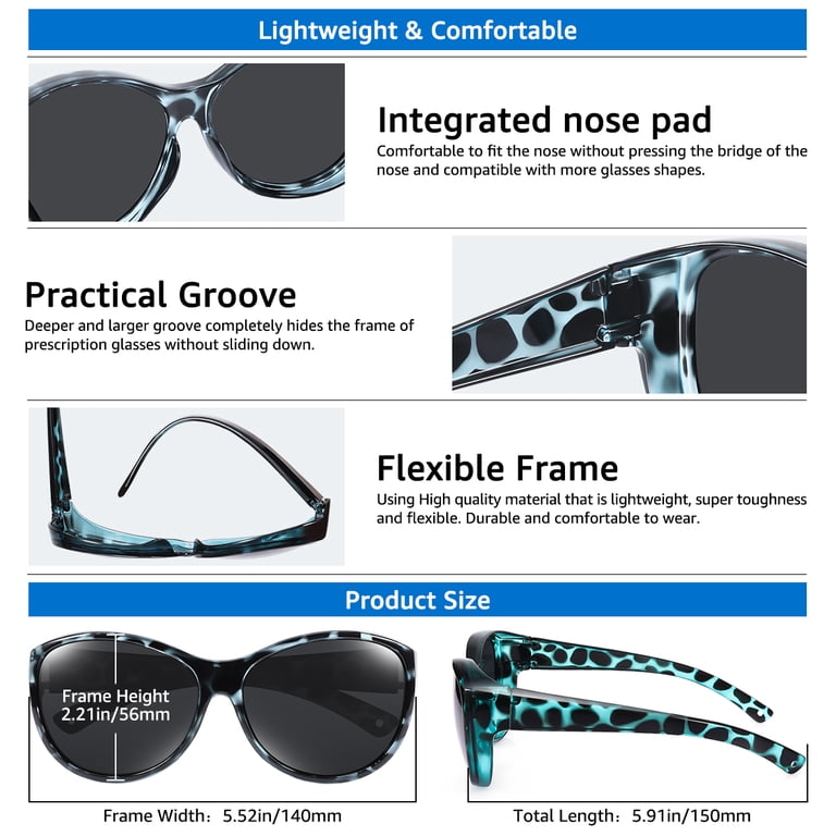TINHAO Fit Over Cat Eye Polarized Sunglasses, Green photo 5