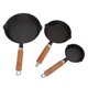 thumbnail image 1 of M Buder Set de 3 Mini Sartenes de Hierro Fundido Negro Precurado Antiadherente con Mango de Madera para Huevos, Sartén Pequeña ideal para Cocina, Campamento y Parrilla, 21cm 16cm 10cm, 1 of 9