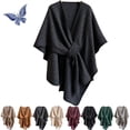 thumbnail image 7 of Elegant Knitted Cape Wrap Shawl Cardigan, Soft Loose Fit Long Outerwear Cover Up for Women, Cross Front Poncho Sweater Topper for Fall Winter Evening Wear, 7 of 7