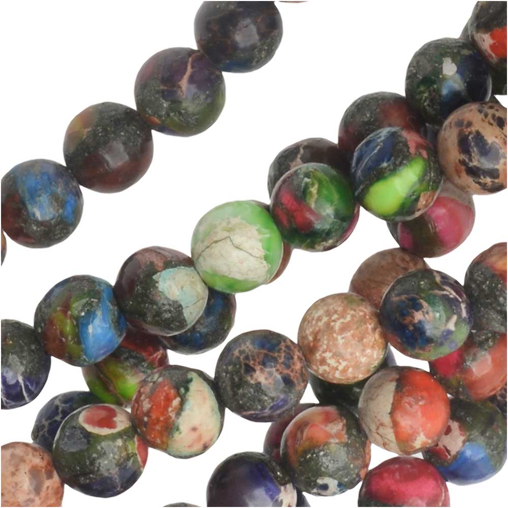 Dakota Stones Gemstone Beads, Mixed Impression Jasper, Round 4mm, 8