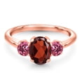 thumbnail image 3 of Gem Stone King 2.00 Ct Oval Red Garnet Pink Tourmaline 18K Rose Gold Plated Silver Ring, 3 of 6