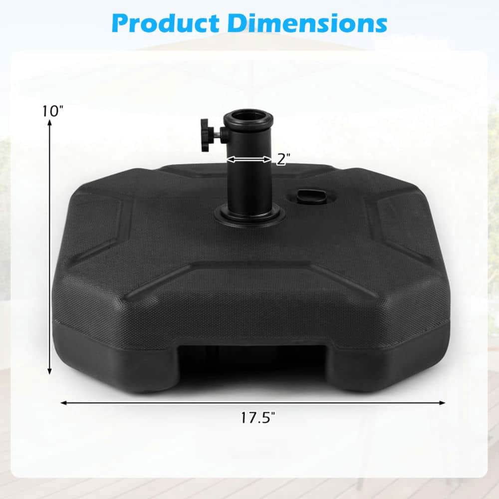 Yardi Yarda 17 Inch 88 LBS Heavy-Duty Fillable Umbrella Base, Umbrella Base with Handle for Outdoor as Yard, Black