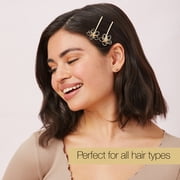 Scunci x Kelsey Anderson Crystal-Embellished Flower Bobby Pins & Barrette, Gold Tone, 3 Count