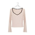 thumbnail image 5 of Deago Women's Long Sleeve Sweetheart Neck Shirts Casual Slim Fit Rib Knit Tops Fall Basic Tee Outfits Clothes (Beige, S), 5 of 9