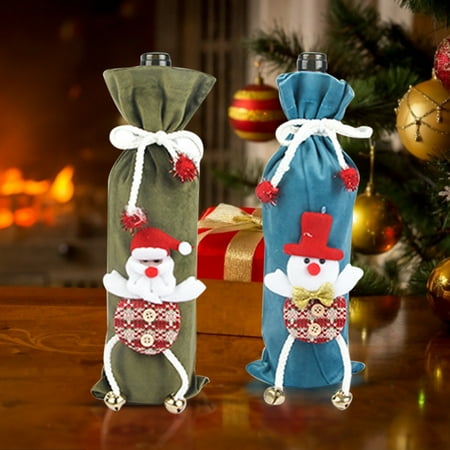 

qianli Wine Bottle Bag Eye-catching Wear Resistant Fabric Xmas Festival Red Wine Decorative Bag for Home