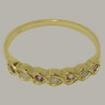 thumbnail image 6 of LBG British Made Traditional Solid 9k Yellow Gold Ring with Natural Opal & Pink Tourmaline Womens Eternity Ring - 33 size options - Size 4.25, 6 of 9