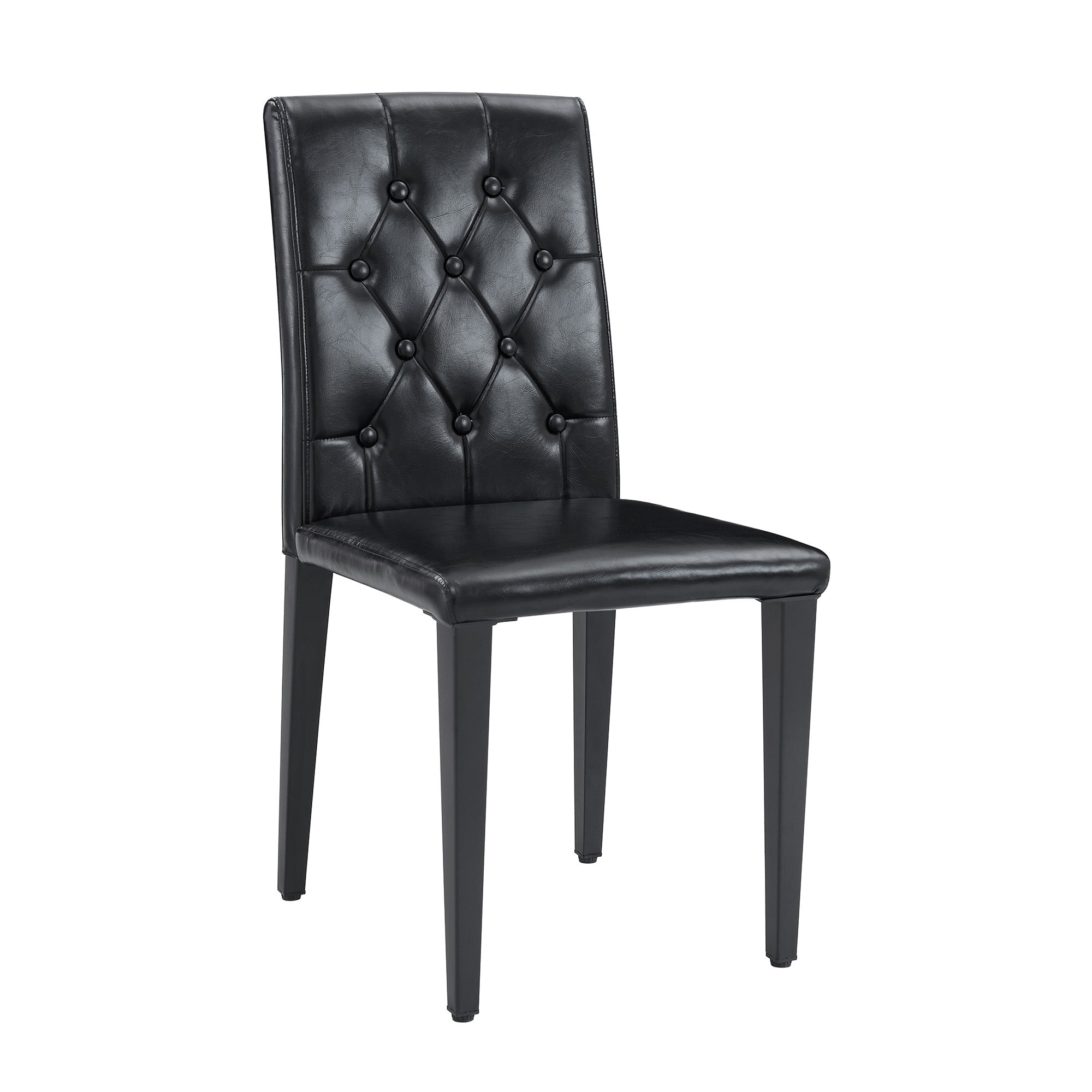 Sailvan PU Dining Chairs, 35 Inch Ergonomic Buckle Backrest with Silver Metal Legs