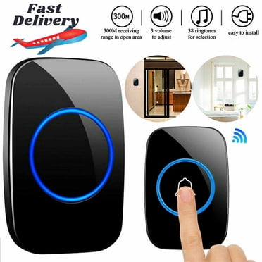 Wireless Doorbell Intelligent Home Welcome Doorbell Waterproof Cordless Door Chime 300M Range Smart Door Bell with 6-Level Volume LED Light 60 Music for Family Villa Office