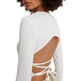 thumbnail image 4 of Gureui Women's Spring Autumn Slim Knitwear Solid Color Long Sleeve Backless Tie Up Tops, 4 of 6