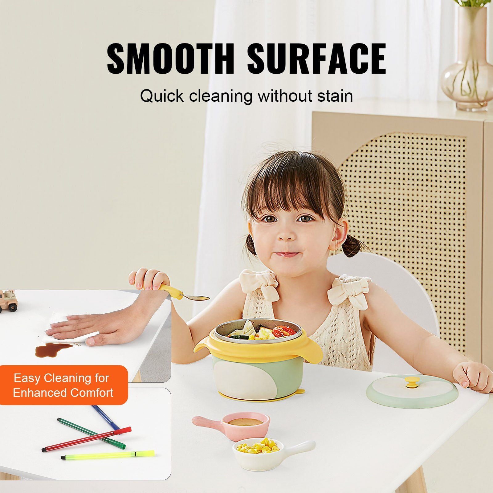 Kids Table and 2 Chairs Set for Ages 2–8, Solid Wood Legs, Curved Edge Design, Easy-to-Clean Surface, Multi-Activity Toddler Table for Drawing, Reading, Crafting, Playroom or Daycare Use
