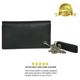 ABC STORY Biker Chain Wallet - Genuine Leather Bifold With Metal Skull Chain, Gothic Punk Style For Men & Women